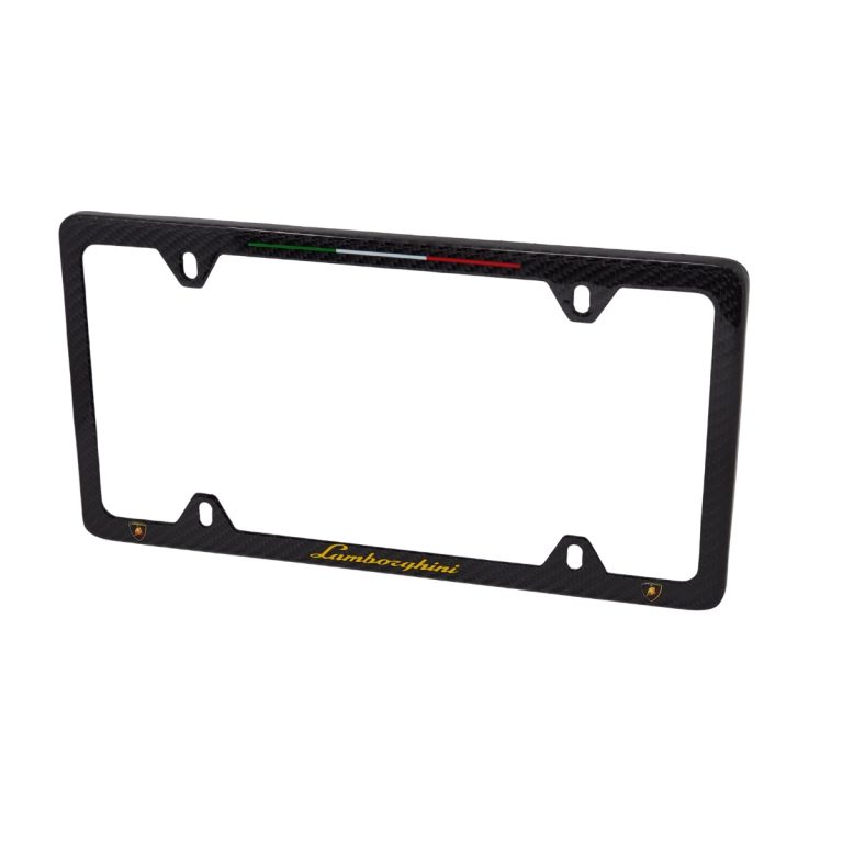 Lamborghini 4H Frame Gold Text Shields Italy Stripe Exotic Carbon Fiber