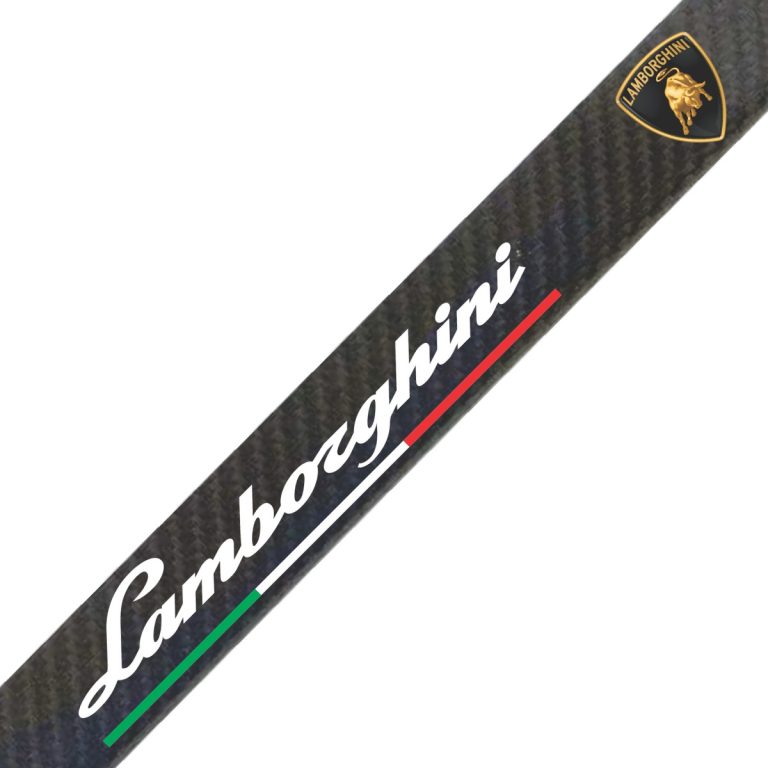 Lamborghini Frame White Text Italian Stripe Shields Exotic Carbon Fiber