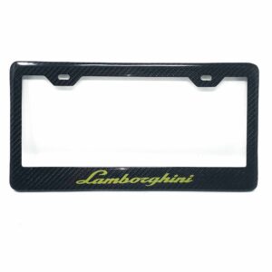 Lamborghini License Frame Green Text Only Exotic Carbon Fiber