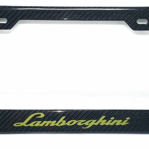 Lamborghini License Frame Green Text Only Exotic Carbon Fiber