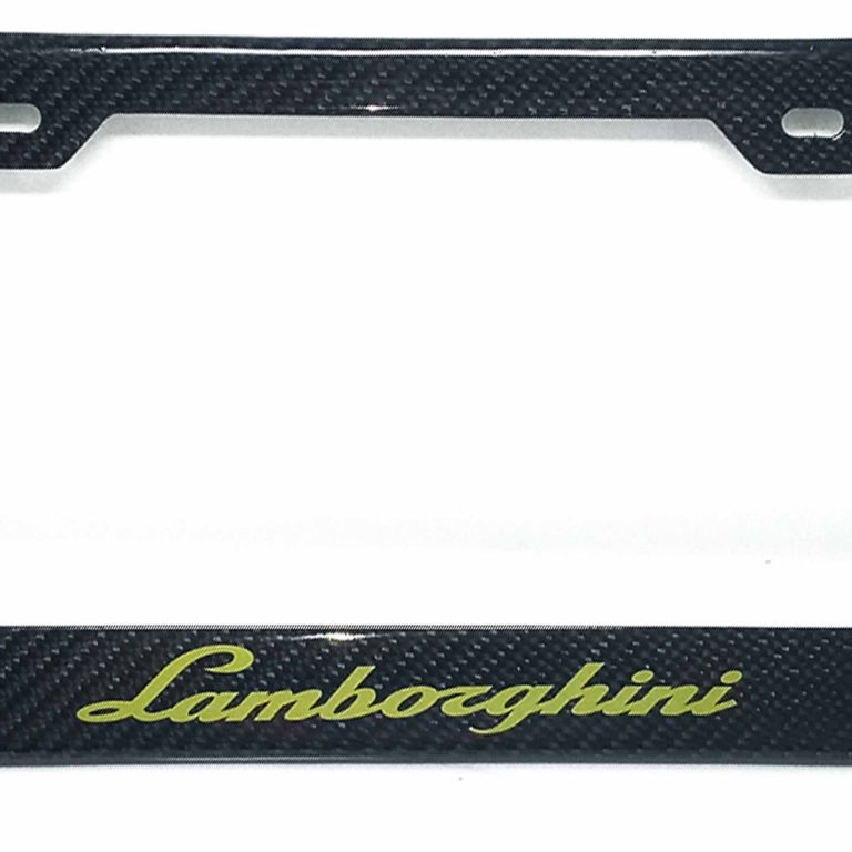 Lamborghini License Frame Green Text Only Exotic Carbon Fiber