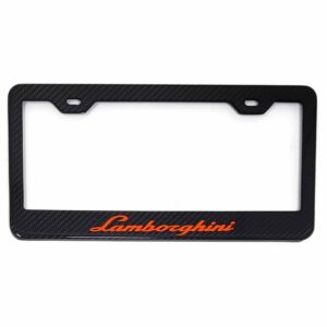 Lamborghini License Frame Red Text Only Exotic Carbon Fiber