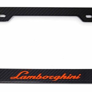 Lamborghini License Frame Red Text Only Exotic Carbon Fiber