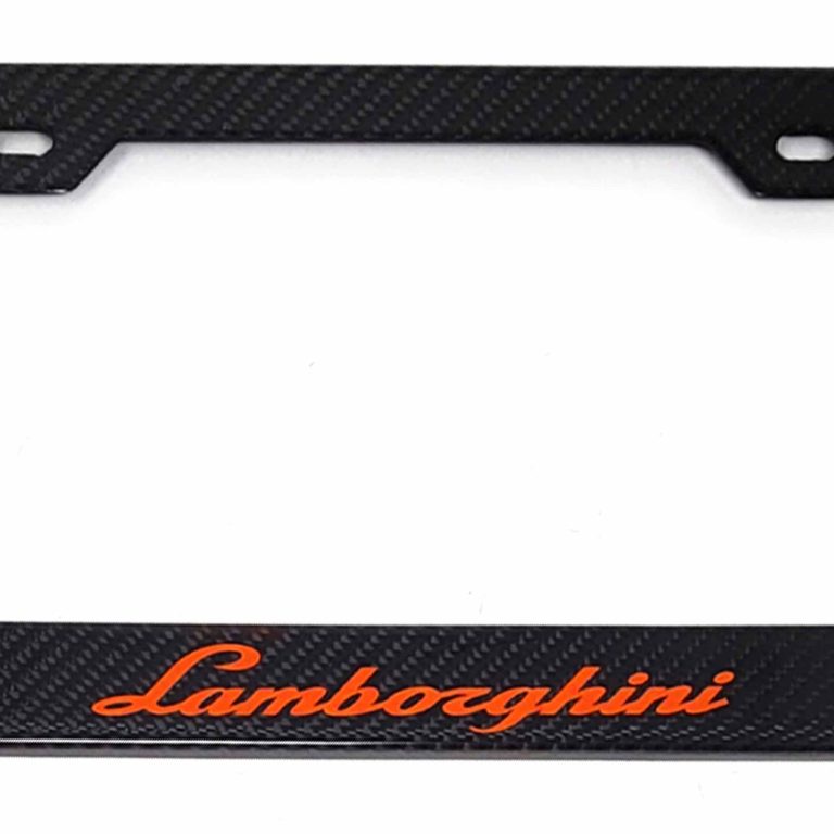 Lamborghini License Frame Red Text Only Exotic Carbon Fiber