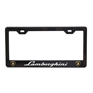 Lamborghini License Frame Block White Text Shields Exotic Carbon Fiber