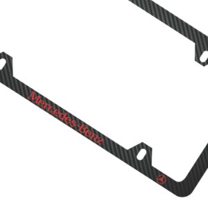MB License Frame Red Text 4H Exotic Carbon Fiber