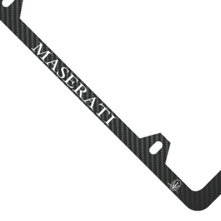 Maserati License Frame 4H White Oval Logos Exotic Carbon Fiber