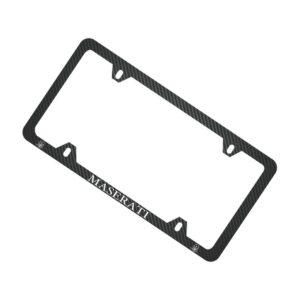 Maserati License Frame 4H White Oval Logos Exotic Carbon Fiber