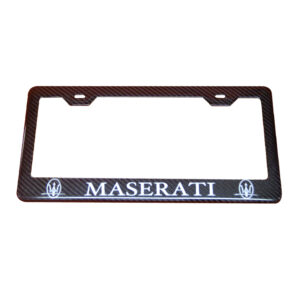 Maserati License Frame New Silver Logo Exotic Carbon Fiber