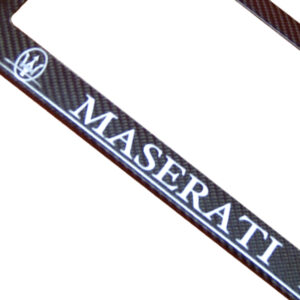 Maserati License Frame New Silver Logo Exotic Carbon Fiber