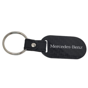 MB Key Fob Silver Text and Logo Exotic Carbon Fiber