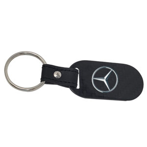 MB Key Fob Silver Text and Logo Exotic Carbon Fiber