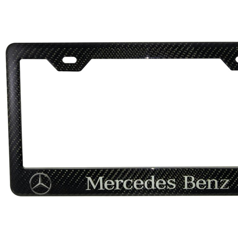 AMG License Frame Silver Text and Logo Exotic Carbon Fiber