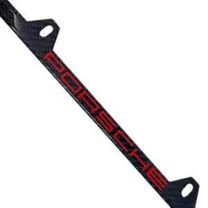 Porsche License Frame 4H Red Text Only Exotic Carbon Fiber