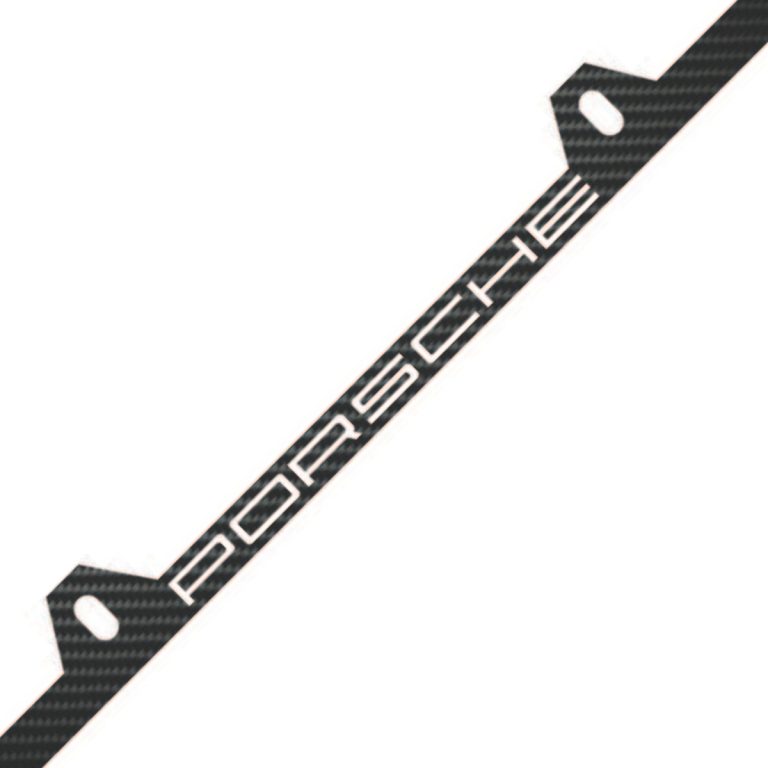 Porsche License Frame 4H White Text Only Exotic Carbon Fiber