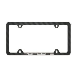 Porsche License Frame 4H White Text Only Exotic Carbon Fiber
