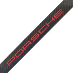 Porsche License Frame Short Red Text Exotic Carbon Fiber