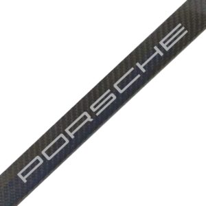 Porsche License Frame Short Silver Text Exotic Carbon Fiber