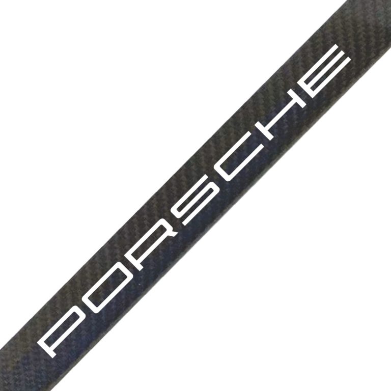 Porsche License Frame Short White Text Exotic Carbon Fiber