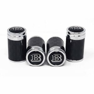 Silver Outline "B" Logo with Black Background Carbon Fiber Tire Valve Caps - Similar to Bentley