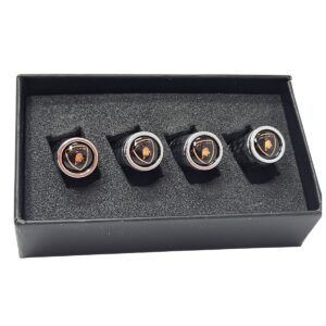 Lamborghini Metallic Copper Crest with Black Background Carbon Fiber Tire Valve/Stem Caps