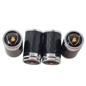 Lamborghini Metallic Copper Crest with Black Background Carbon Fiber Tire Valve/Stem Caps