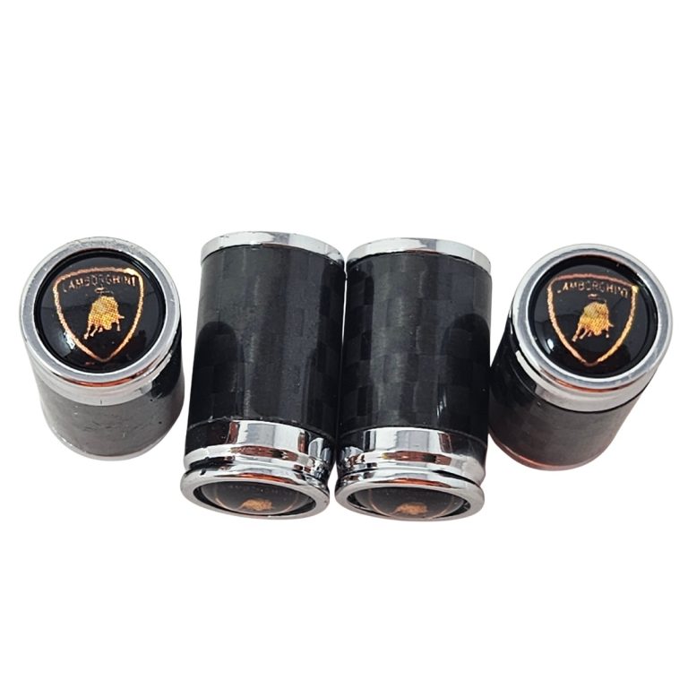 Lamborghini Metallic Copper Crest with Black Background Carbon Fiber Tire Valve/Stem Caps