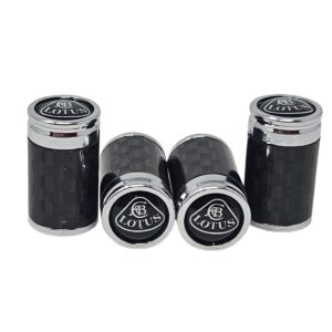 Lotus White Logo with Black Background Carbon Fiber Tire Valve/Stem Caps