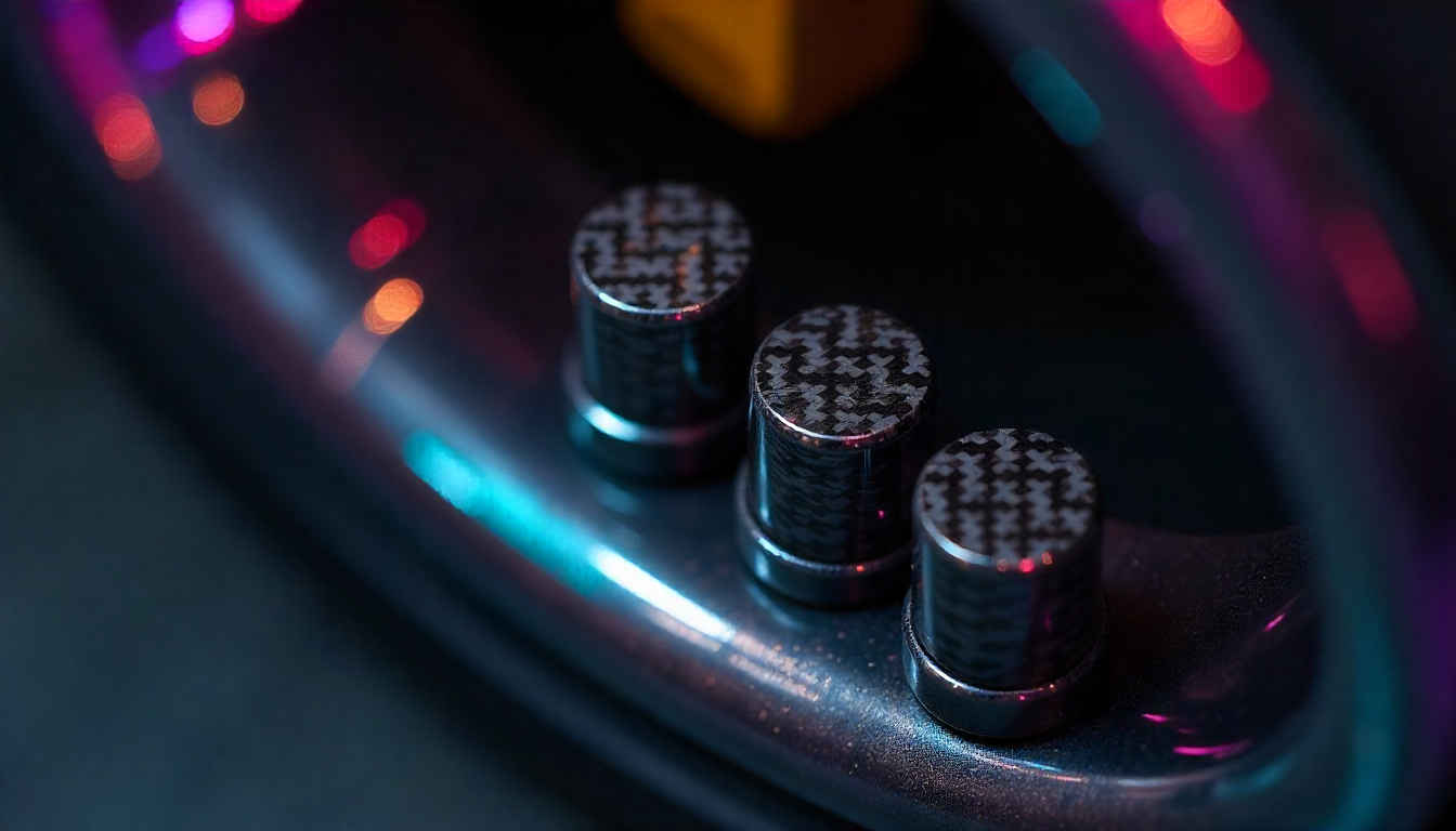 Luxury handcrafted carbon fiber tire valve caps made in the USA on an exotic sports car wheel, showcasing premium finish and precision craftsmanship.