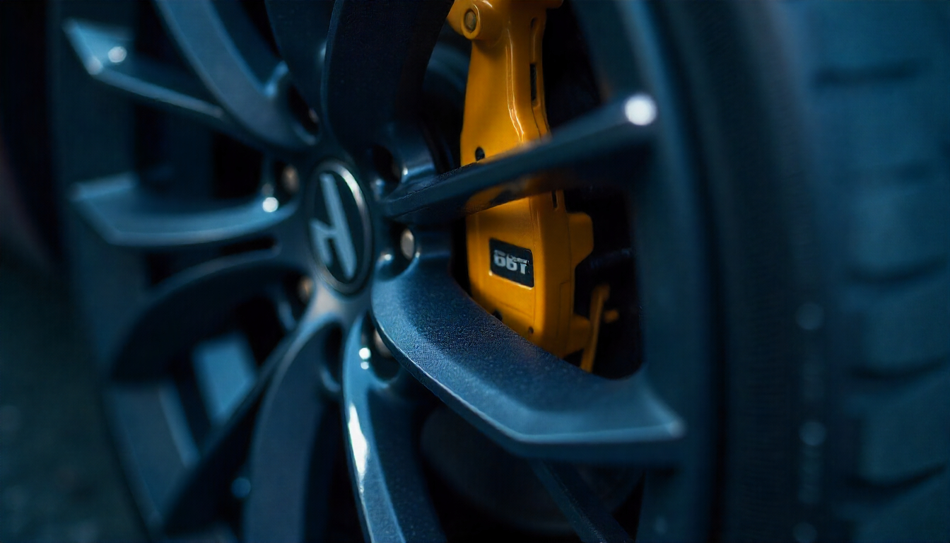Close-up of a carbon fiber tire valve cap on a luxury sports car wheel, highlighting its glossy weave pattern and premium design.