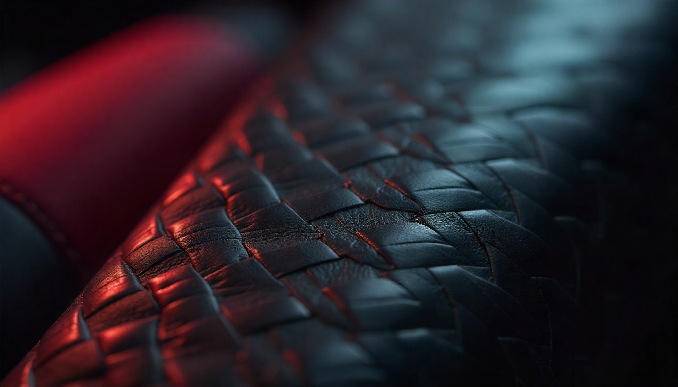 Close-up view of handcrafted carbon fiber weave texture with luxury car interior background, highlighting premium made in USA carbon fiber craftsmanship and automotive performance.