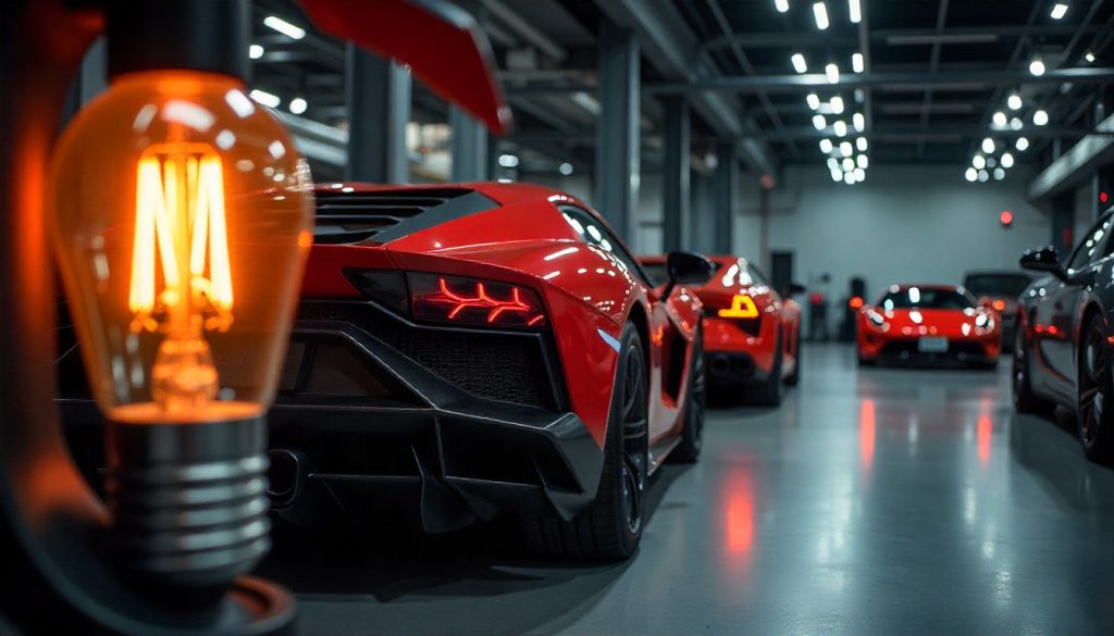Historical to modern carbon fiber evolution collage with close-up weave textures, skilled craftsmanship, and exotic supercars in a luxury garage

