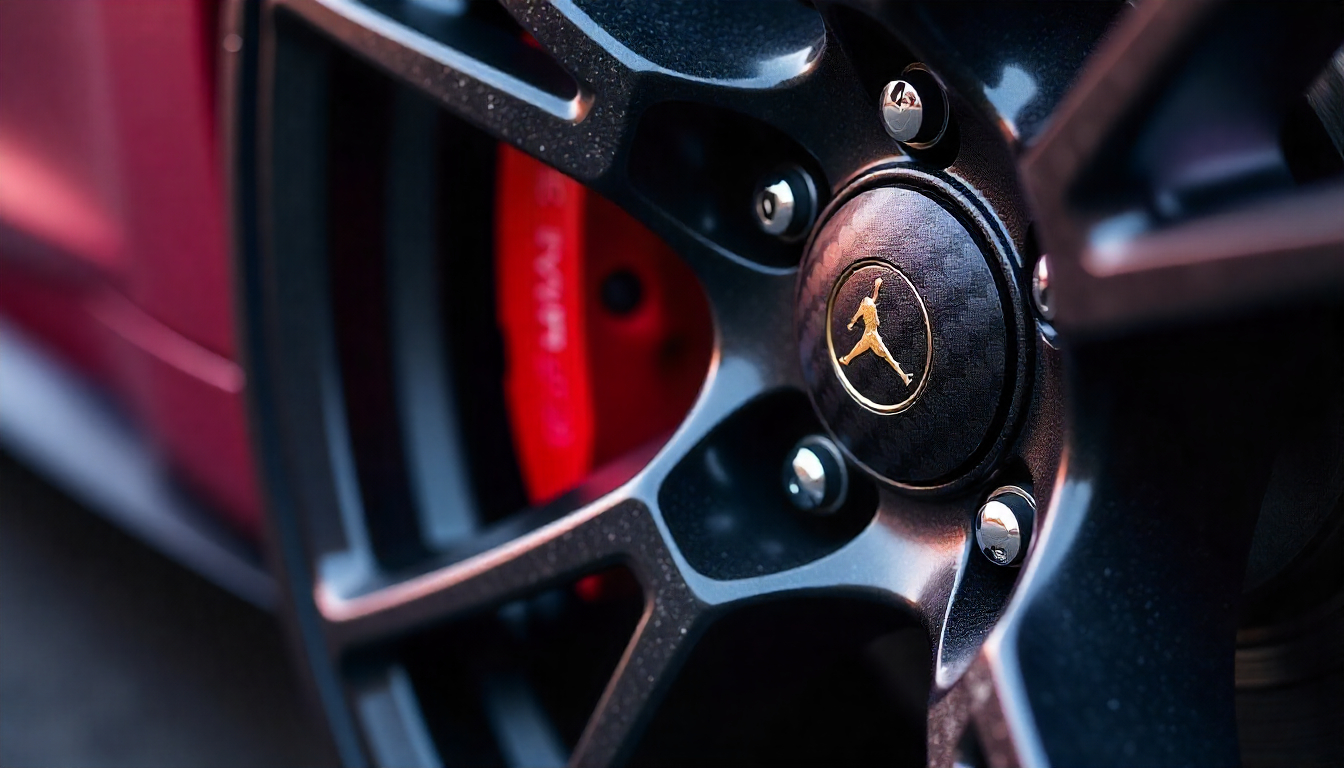 Close-up of premium carbon fiber tire valve caps on a high-end sports car wheel, showcasing glossy weave texture and luxury automotive detailing.