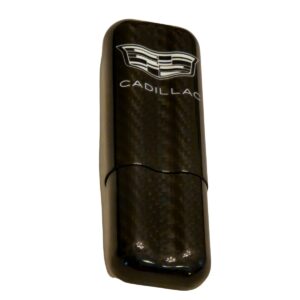 Cadillac Double Cigar Holder Black / White Logo in Carbon Fiber Exotic Carbon Fiber