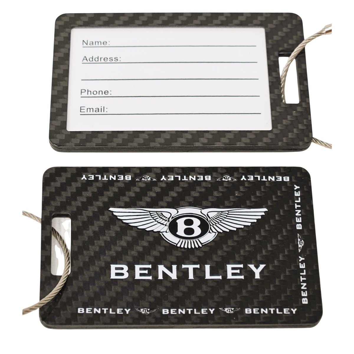 Bentley Text and Logo Carbon Fiber Luggage Tags - Exotic Carbon Fiber
