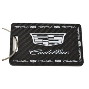 Cadillac Blk/Wht Logo and Text Logo Carbon Fiber Luggage Tags