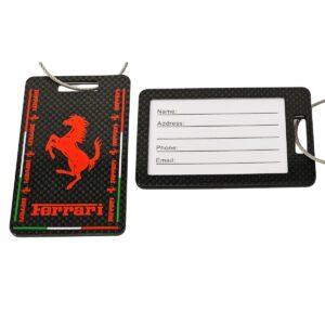 Ferrari Red Cavallino Logo Carbon Fiber Luggage Tags Exotic Carbon Fiber