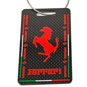 Ferrari Red Cavallino Logo Carbon Fiber Luggage Tags Exotic Carbon Fiber
