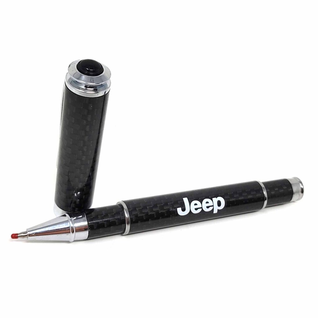 Black Jeep-branded pen with a removable cap.