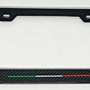 The Alfa Romeo " Quadrifoglio Logo's Only  with Italy Stripe 2 Hole Carbon Fiber Licence Frame