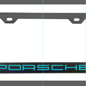 Porsche Miami Blue Text Only 2x2 Carbon Fiber License 2 Hole